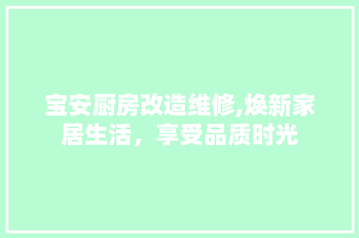 宝安厨房改造维修,焕新家居生活，享受品质时光