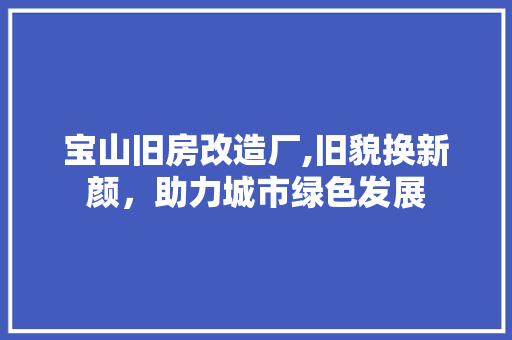 宝山旧房改造厂,旧貌换新颜，助力城市绿色发展