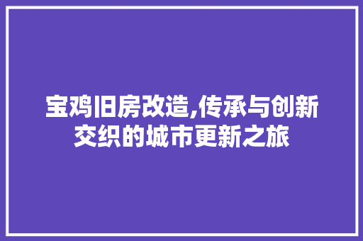 宝鸡旧房改造,传承与创新交织的城市更新之旅