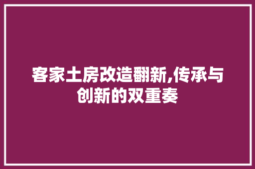 客家土房改造翻新,传承与创新的双重奏 墙体维修