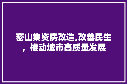 密山集资房改造,改善民生，推动城市高质量发展