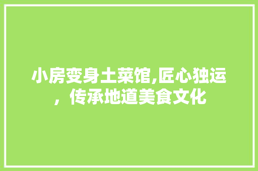小房变身土菜馆,匠心独运，传承地道美食文化 厨房维修