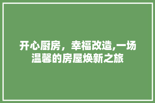开心厨房，幸福改造,一场温馨的房屋焕新之旅