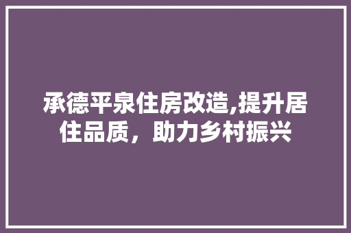 承德平泉住房改造,提升居住品质，助力乡村振兴 家电维修