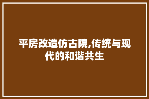 平房改造仿古院,传统与现代的和谐共生