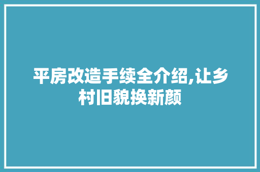 平房改造手续全介绍,让乡村旧貌换新颜 墙体维修
