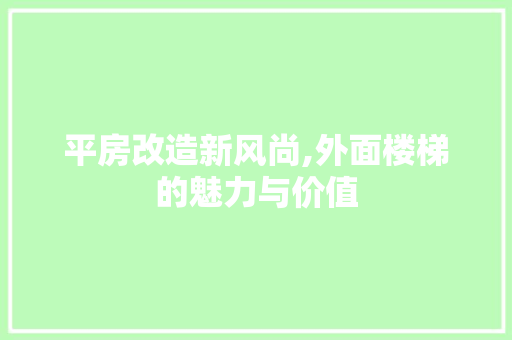 平房改造新风尚,外面楼梯的魅力与价值 厨房维修