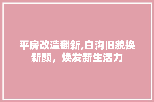 平房改造翻新,白沟旧貌换新颜，焕发新生活力 综合便民