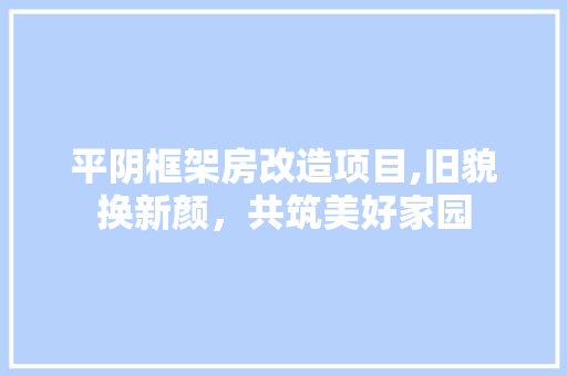 平阴框架房改造项目,旧貌换新颜，共筑美好家园 厨房维修