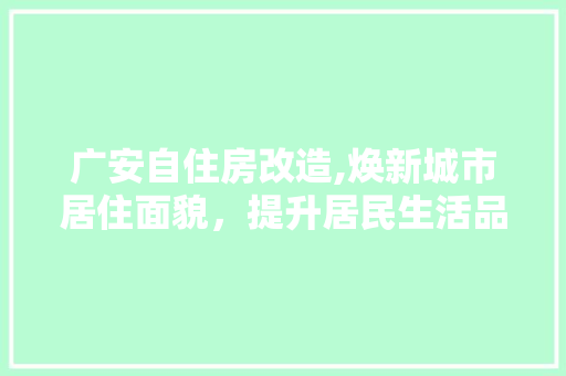 广安自住房改造,焕新城市居住面貌，提升居民生活品质 墙体维修