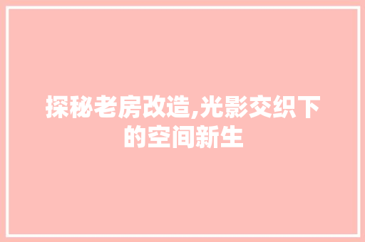探秘老房改造,光影交织下的空间新生