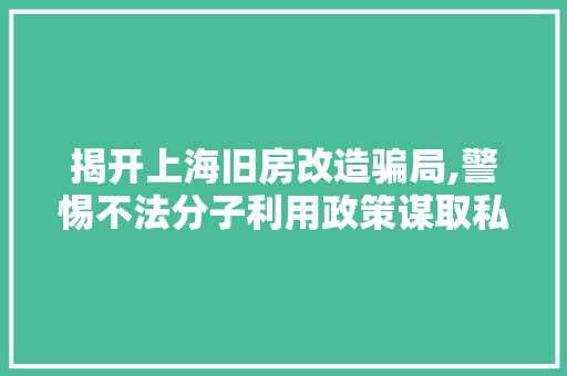 揭开上海旧房改造骗局,警惕不法分子利用政策谋取私利