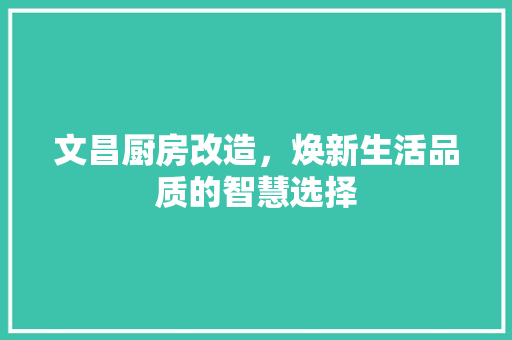 文昌厨房改造，焕新生活品质的智慧选择