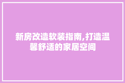 新房改造软装指南,打造温馨舒适的家居空间 墙体维修