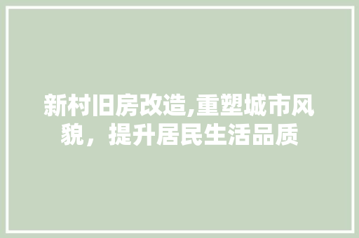 新村旧房改造,重塑城市风貌，提升居民生活品质