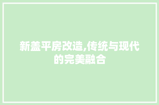 新盖平房改造,传统与现代的完美融合 厨房维修