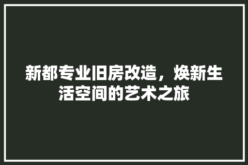 新都专业旧房改造，焕新生活空间的艺术之旅 汽车维修