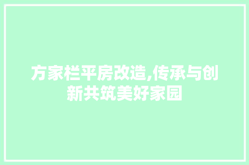 方家栏平房改造,传承与创新共筑美好家园 家电维修