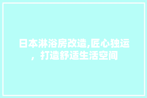 日本淋浴房改造,匠心独运，打造舒适生活空间