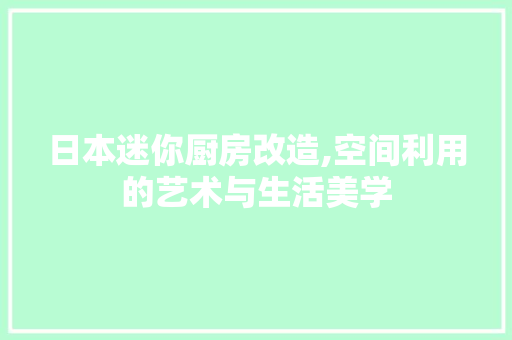 日本迷你厨房改造,空间利用的艺术与生活美学 汽车维修