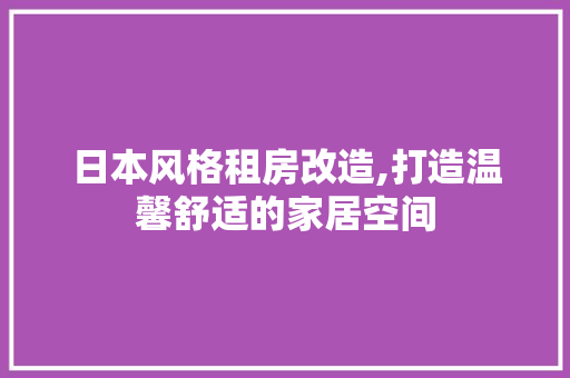 日本风格租房改造,打造温馨舒适的家居空间 厨房维修