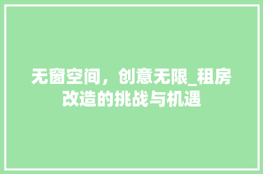 无窗空间，创意无限_租房改造的挑战与机遇