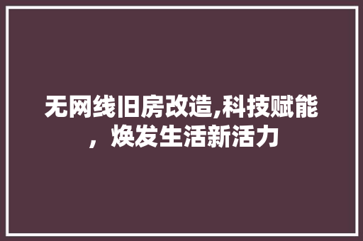 无网线旧房改造,科技赋能，焕发生活新活力