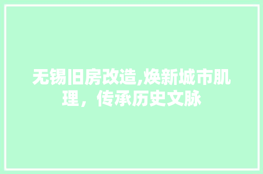 无锡旧房改造,焕新城市肌理，传承历史文脉 汽车维修