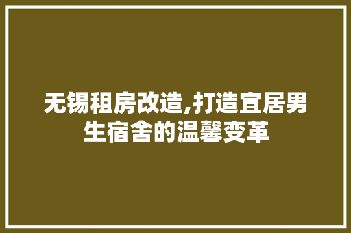 无锡租房改造,打造宜居男生宿舍的温馨变革