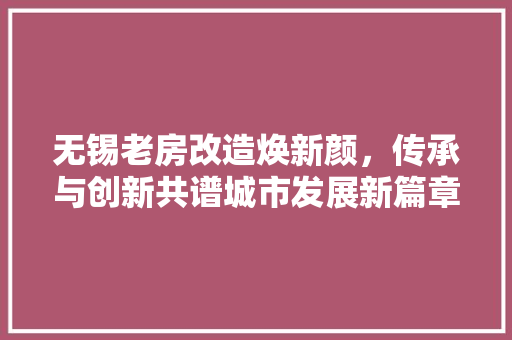 无锡老房改造焕新颜，传承与创新共谱城市发展新篇章 墙体维修