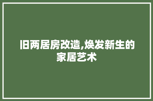 旧两居房改造,焕发新生的家居艺术