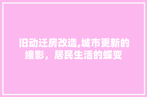旧动迁房改造,城市更新的缩影，居民生活的蝶变