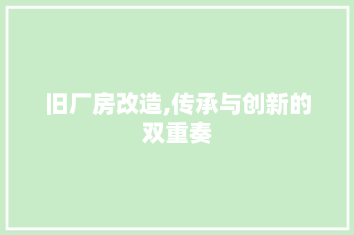 旧厂房改造,传承与创新的双重奏