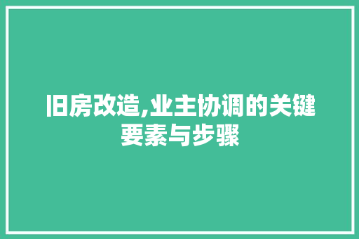 旧房改造,业主协调的关键要素与步骤 墙体维修