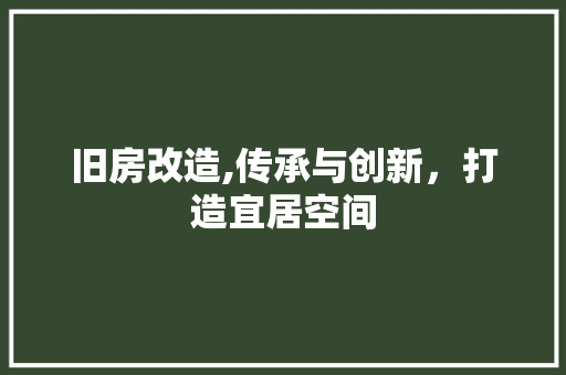 旧房改造,传承与创新，打造宜居空间 汽车维修