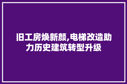 旧工房焕新颜,电梯改造助力历史建筑转型升级 综合便民