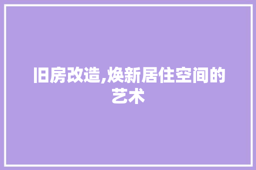 旧房改造,焕新居住空间的艺术 综合便民