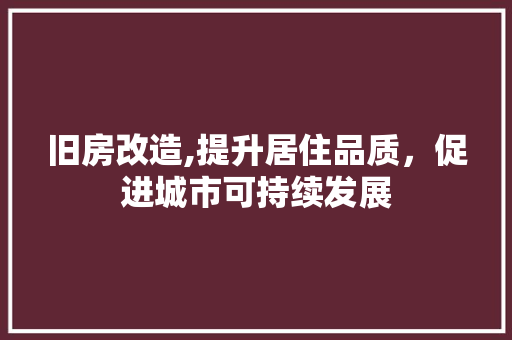旧房改造,提升居住品质，促进城市可持续发展 墙体维修