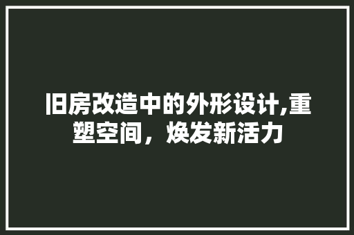 旧房改造中的外形设计,重塑空间，焕发新活力 综合便民