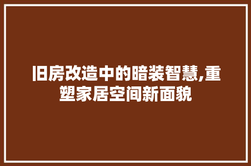 旧房改造中的暗装智慧,重塑家居空间新面貌 综合便民