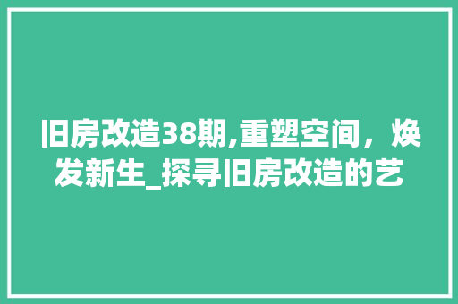 旧房改造38期,重塑空间，焕发新生_探寻旧房改造的艺术与智慧 墙体维修