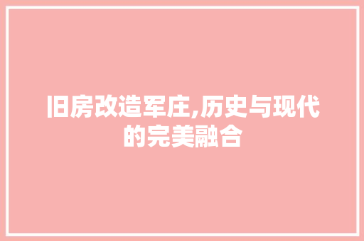 旧房改造军庄,历史与现代的完美融合 汽车维修