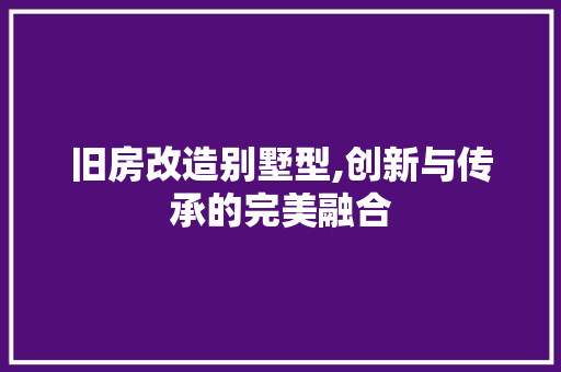旧房改造别墅型,创新与传承的完美融合 汽车维修