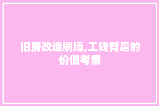 旧房改造刷墙,工钱背后的价值考量 厨房维修