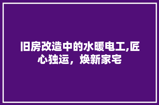 旧房改造中的水暖电工,匠心独运，焕新家宅 汽车维修
