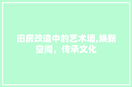 旧房改造中的艺术墙,焕新空间，传承文化 综合便民