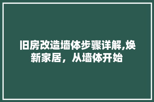 旧房改造墙体步骤详解,焕新家居，从墙体开始