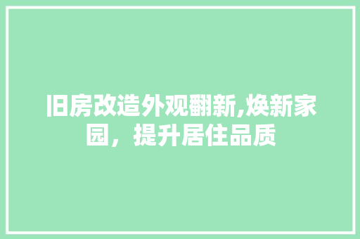 旧房改造外观翻新,焕新家园，提升居住品质