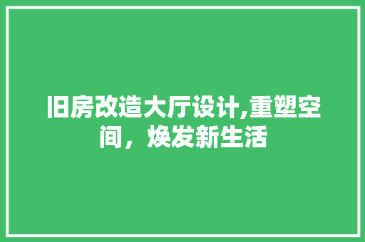 旧房改造大厅设计,重塑空间，焕发新生活 家电维修