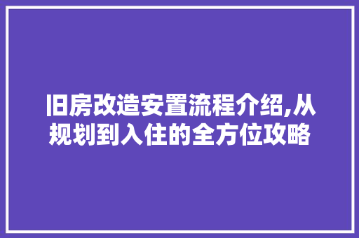 旧房改造安置流程介绍,从规划到入住的全方位攻略 汽车维修